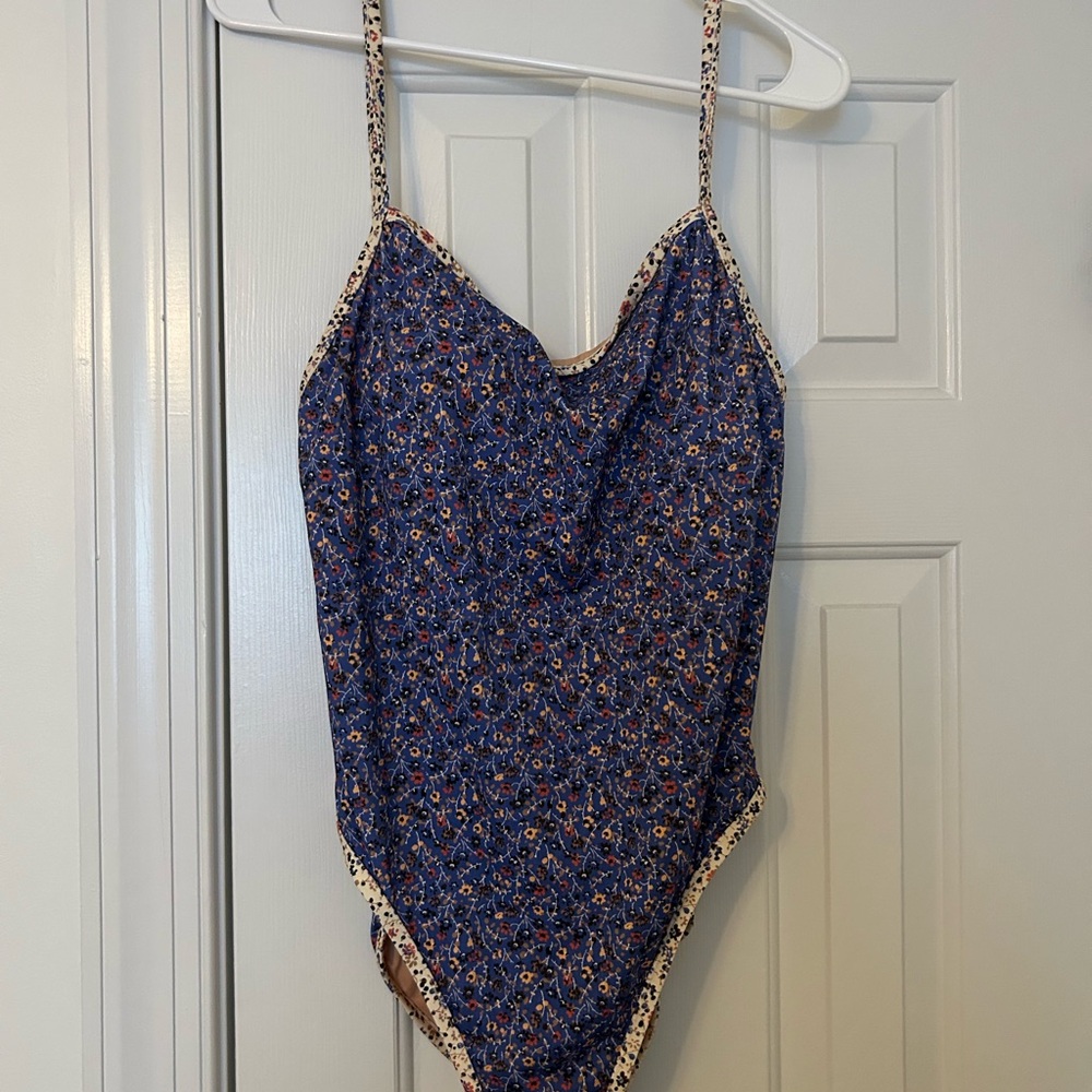 Madewell Kids Floral One Piece Swimsuit - Blue and Cream